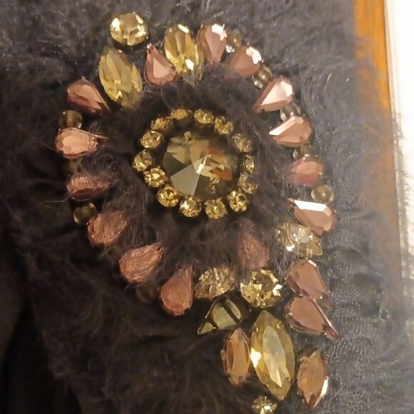 Bailey 44 black ruched wrap jersey knit long sleeve dress with jeweled accent M - Picture 10 of 10